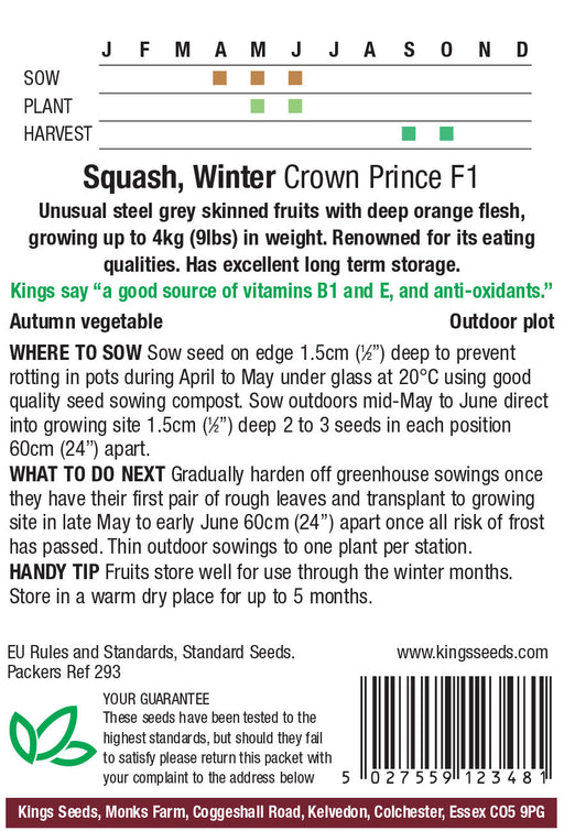 Kings Seeds Squash Winter Crown Prince F1 Seeds