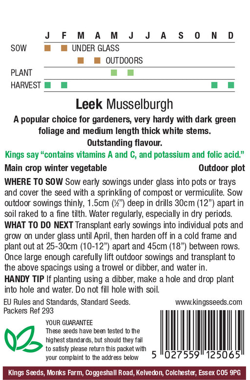 Kings Seeds Leek Musselburgh Seeds