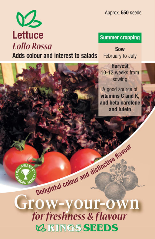 Kings Seeds Lettuce Lollo Rossa RHS AGM Seeds