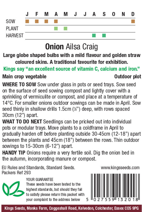 Kings Seeds Onion Ailsa Craig Seeds
