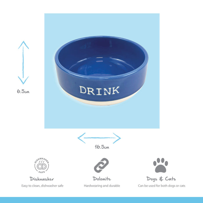 Azure Blue Drink Pet Bowl 16.5cm