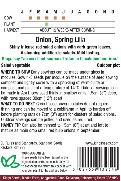 Kings Seeds Onion Spring Lilia Rhs Agm Seeds