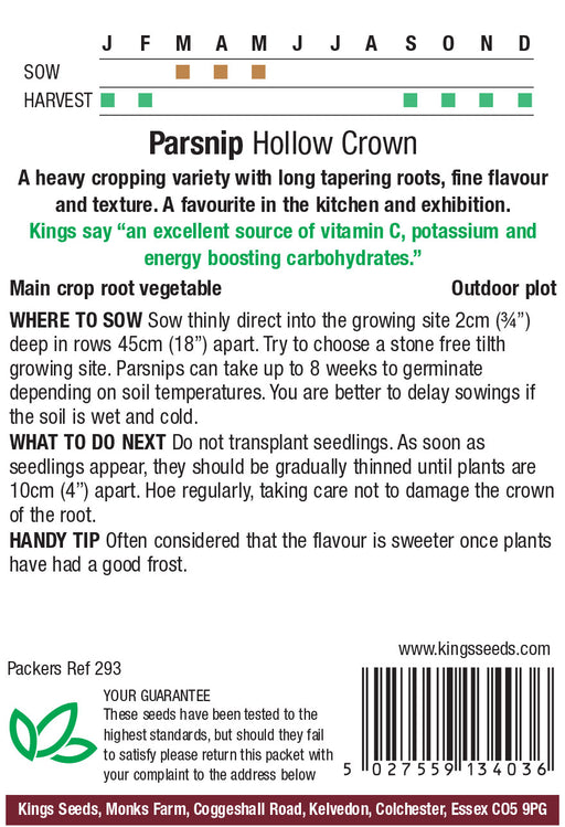 Kings Seeds Parsnip Hollow Crown Seeds