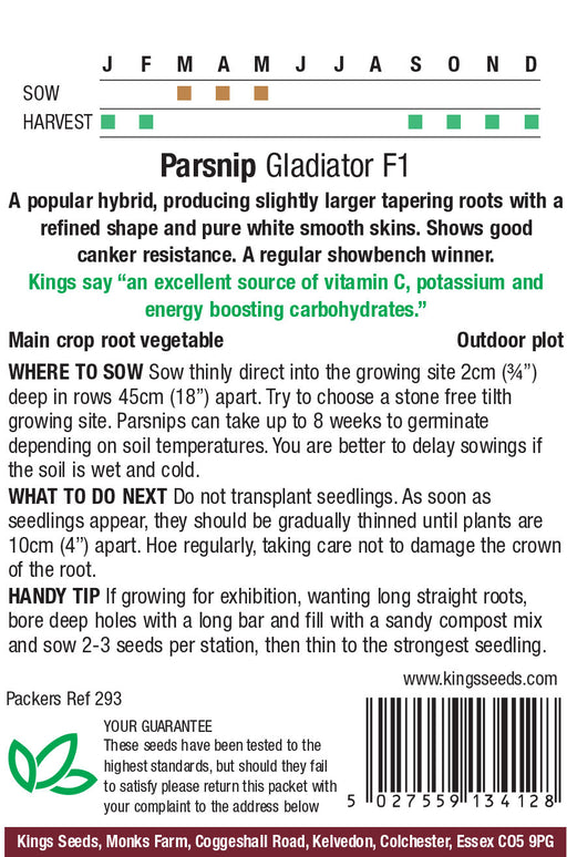 Kings Seeds Parsnip Gladiator Seeds