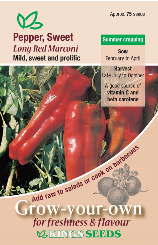 Kings Seeds Pepper Sweet Long Red Marconi Seeds