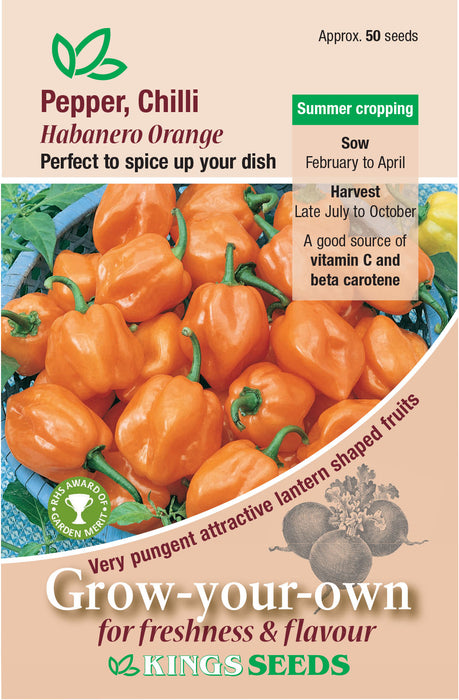 Kings Seeds Chilli Pepper Habanero Orange