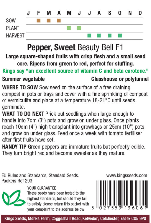 Kings Seeds Pepper (Sweet) Beauty Bell