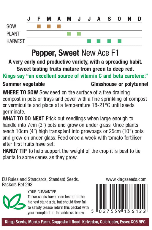 Kings Seeds Pepper Sweet New Ace F1 Seeds