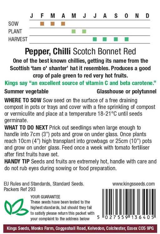 Kings Seeds Pepper Chilli Scotch Bonnet Red Seeds