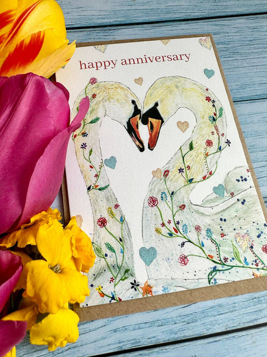 Happy Anniversary Swan Card