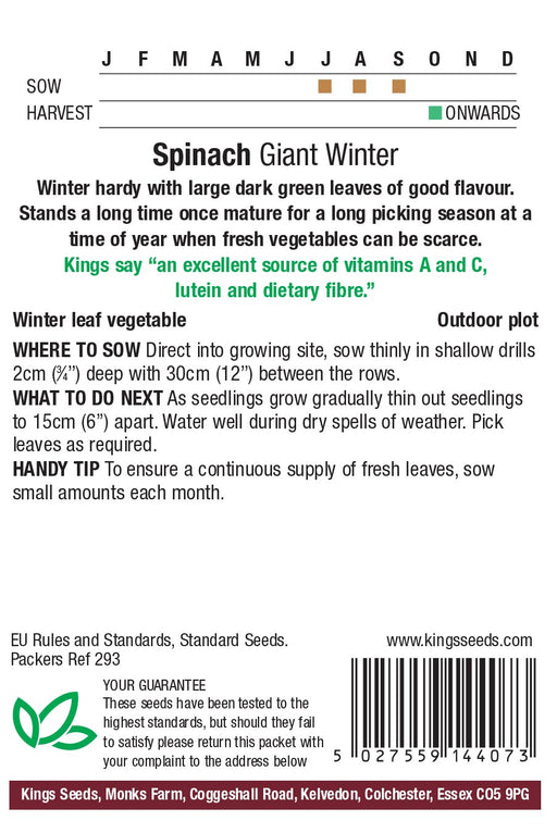 Kings Seeds Spinach Giant Winter Seeds