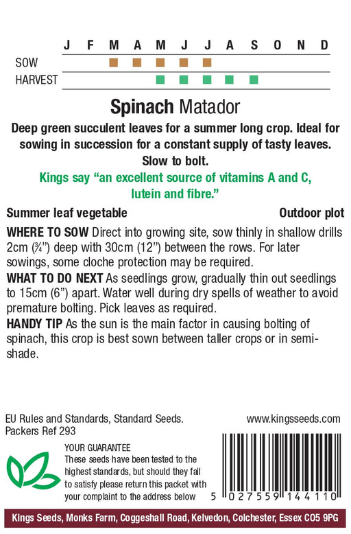 Kings Seeds Spinach Matador Seeds