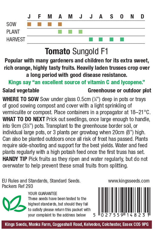 Kings Seeds Tomato Sungold F1 Seeds