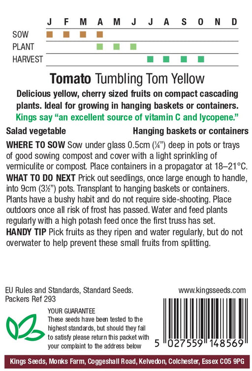 Kings Seeds Tomato Tumbling Tom Yellow Seeds