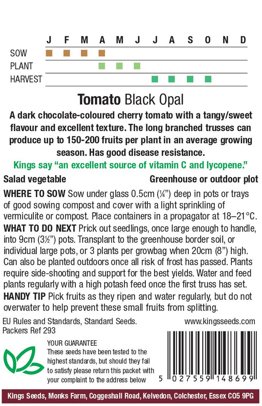 Kings Seeds Tomato Black Opal Seeds