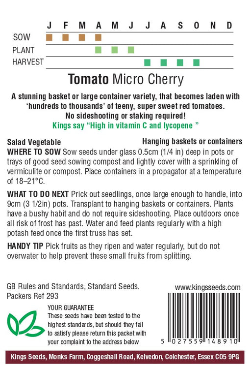 Kings Seeds Tomato Micro Cherry