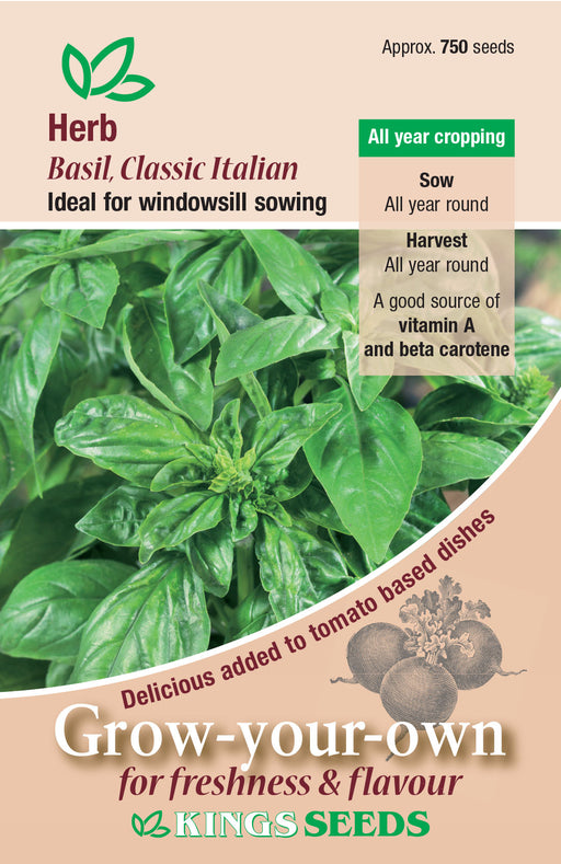 Kings Seeds Herb Basil Classic Italian Seeds