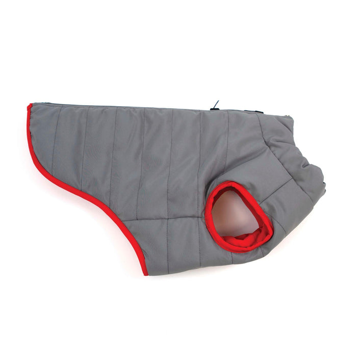 Puffer Dog Coat Red & Grey
