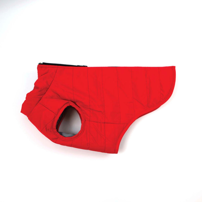 Puffer Dog Coat Red & Grey
