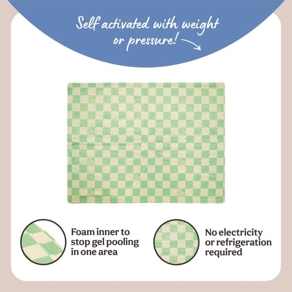 Green Check Dog Cool Mat 65x50cm
