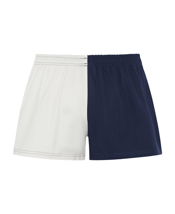Hexby Shorts White & Navy Harlequin Zips