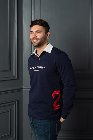 P.O.S.H Country  Rudding Rugby Shirt Navy