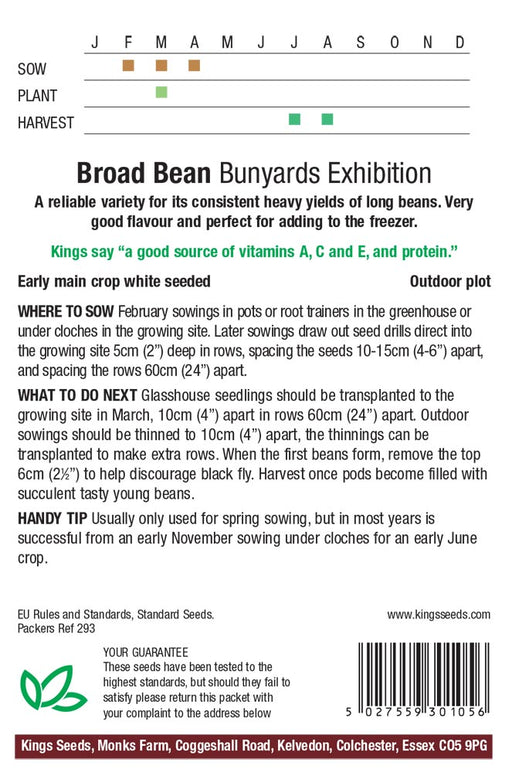 Kings Seeds Broad Bean Bunyards Exhibition Seeds
