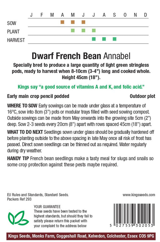 Kings Seeds Dwarf French Bean Annabel Seeds