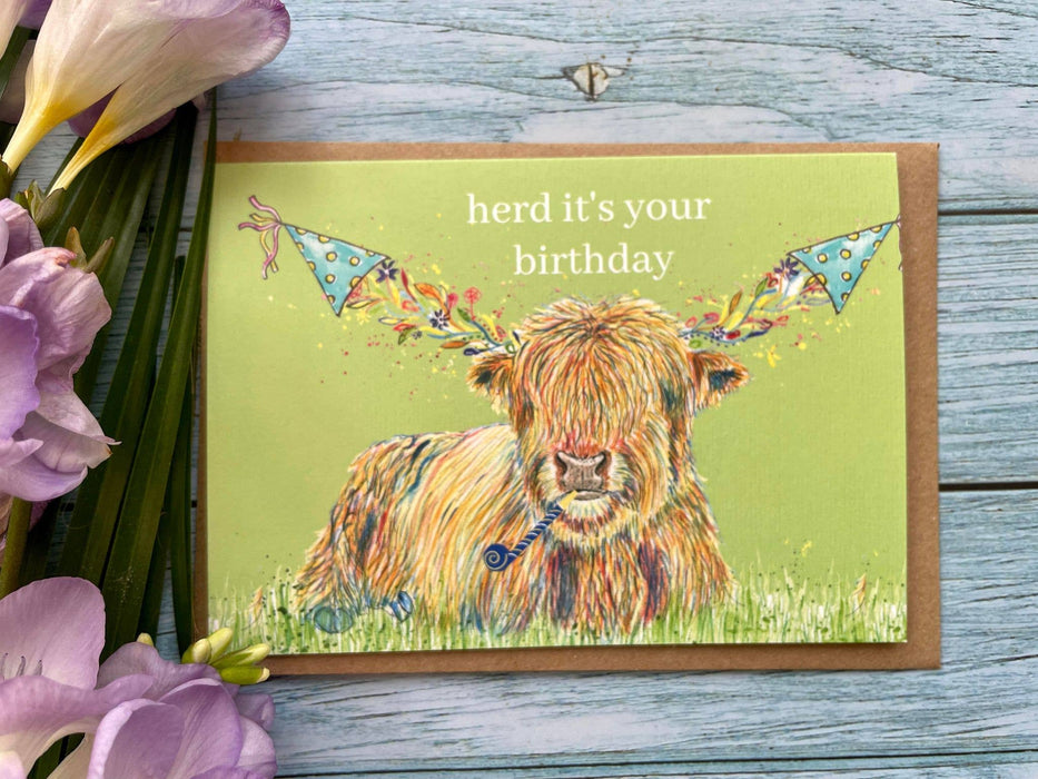 Herd it's your birthday Highland Cow Card
