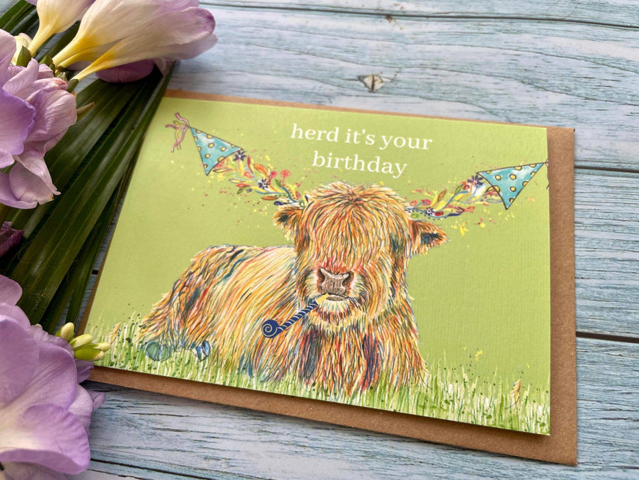 Herd it's your birthday Highland Cow Card