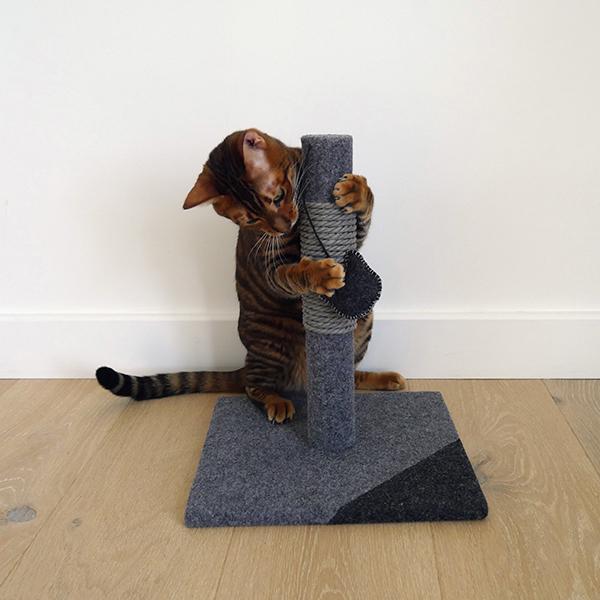 Charcoal Felt Cat Scratch Post