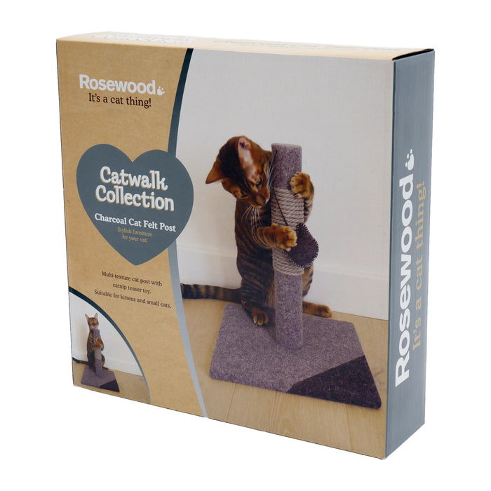 Charcoal Felt Cat Scratch Post