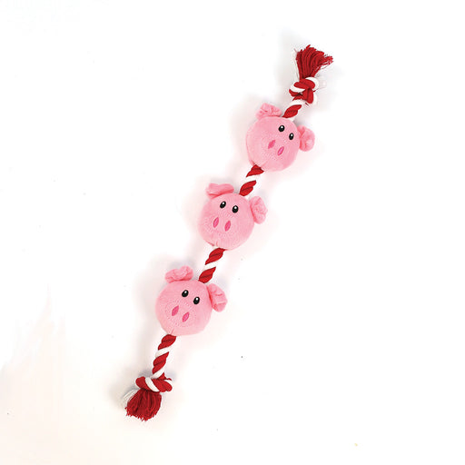Happy Pet Christmas String Of Piglets Rope Toy