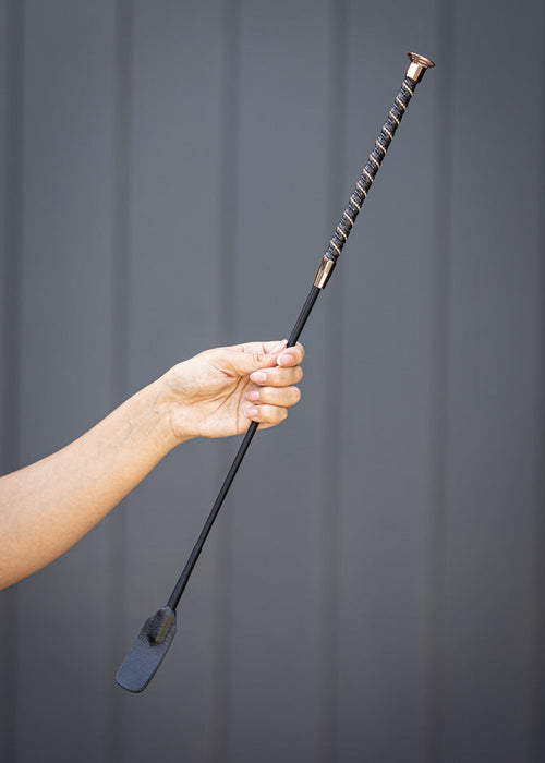 WoofWear Twisted Riding Whip Black Rose Gold