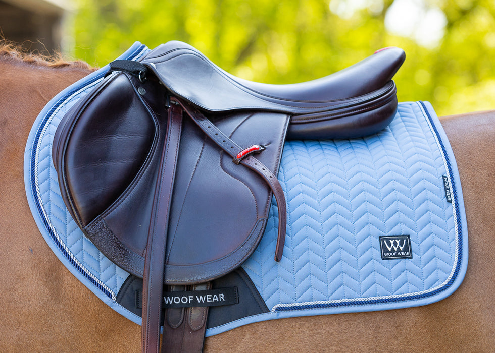 WoofWear Herringbone Close Contact Saddle Pad Steel Blue