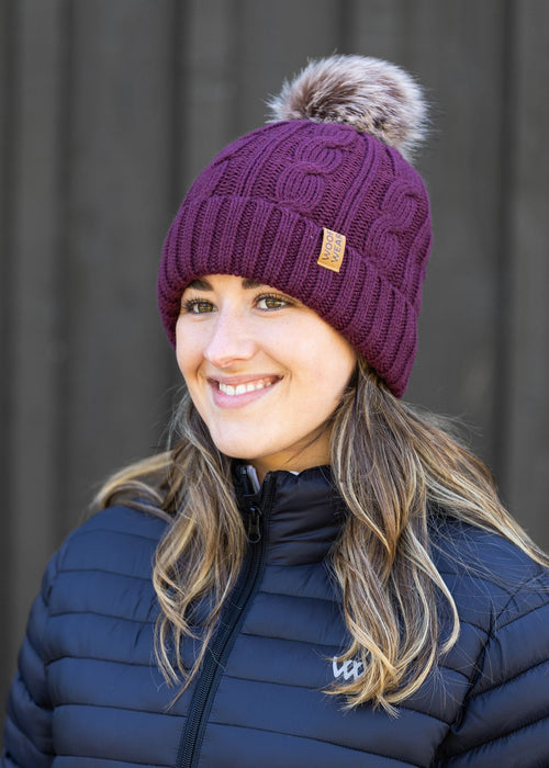 WoofWear Cable Beanie Plum
