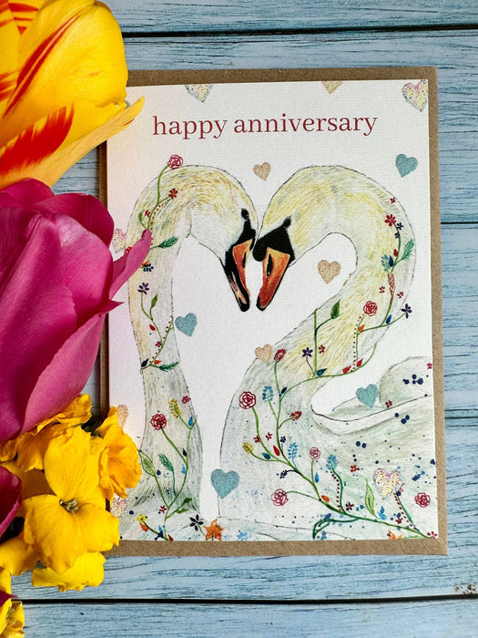 Happy Anniversary Swan Card