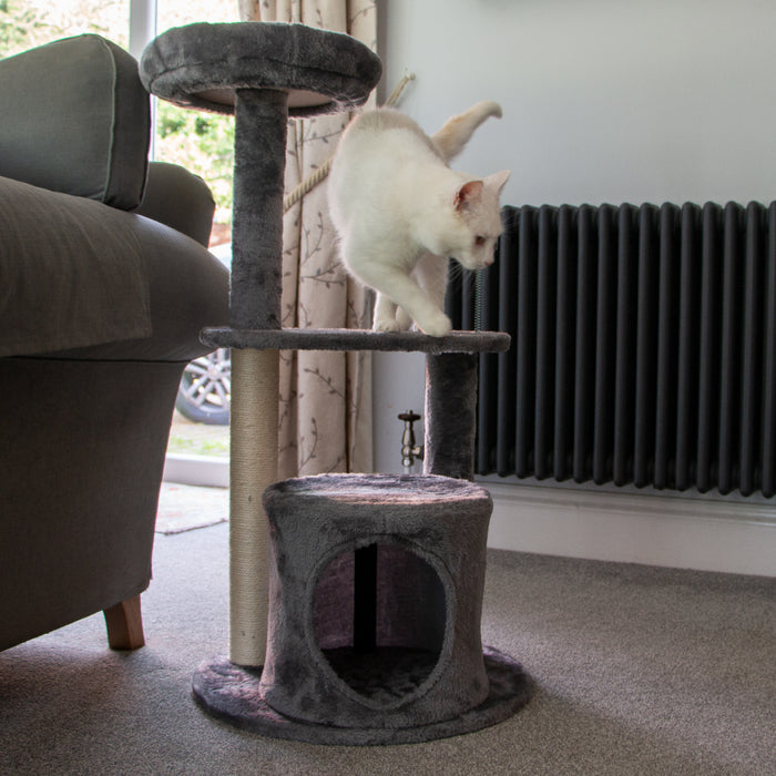 Soft Grey Cat Scratcher Tree
