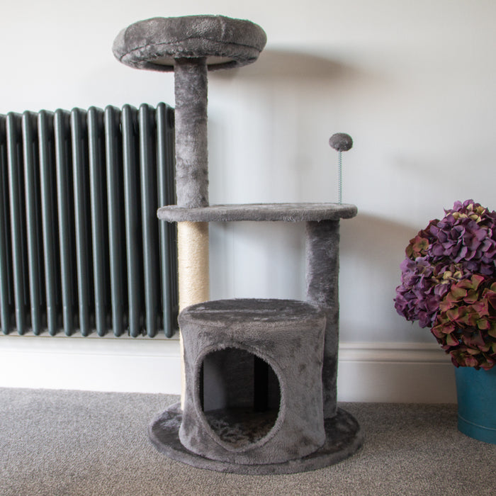 Soft Grey Cat Scratcher Tree

