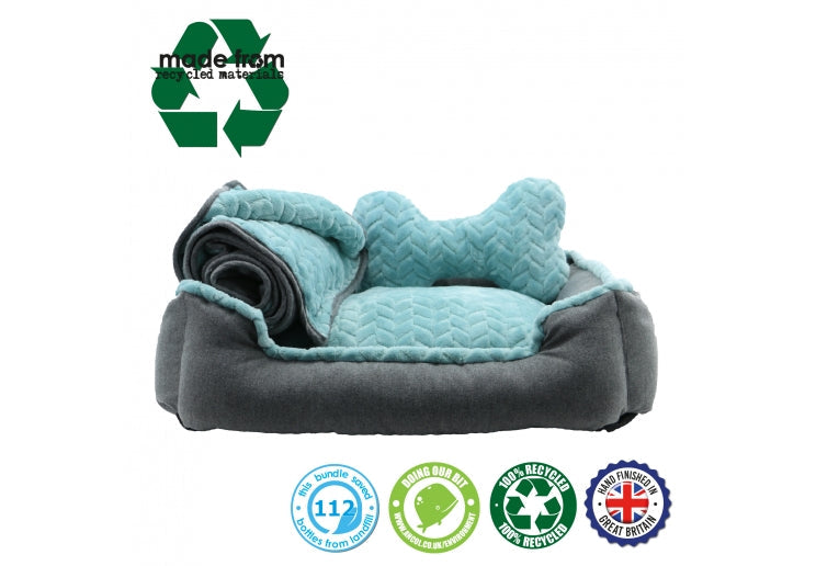 Made From Recycled Dog Bed Set Blue 60x50cm