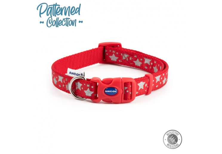 Ancol Reflective Stars Red Collar