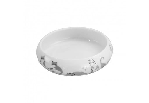 Curved Edge Cat Dish Patterned