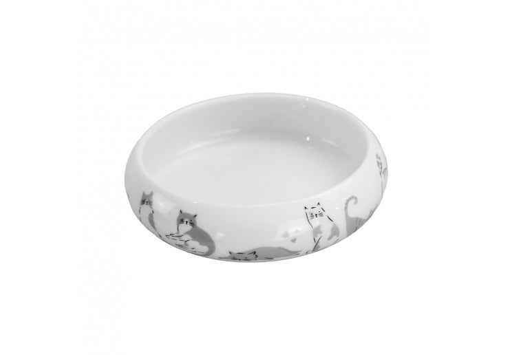 Curved Edge Cat Dish Patterned