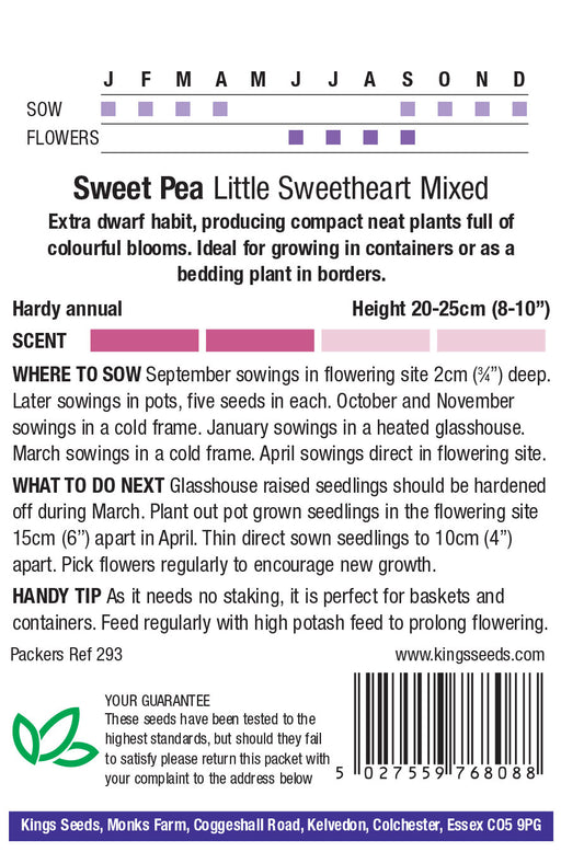 Kings Seeds Sweet Pea Little Sweetheart Mix Seeds