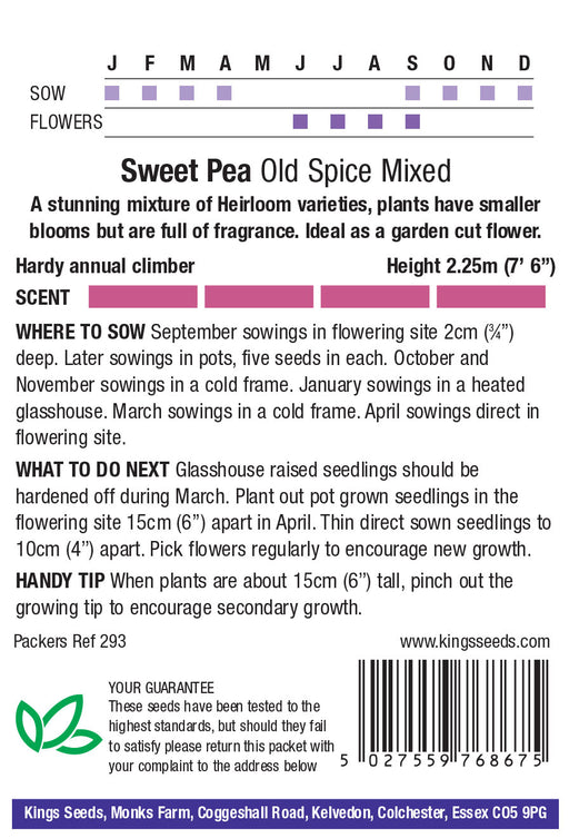 Kings Seeds Sweet Pea Old Spice Mix Seeds