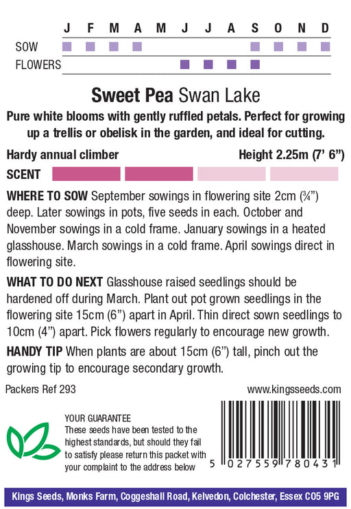 Kings Seeds Sweet Pea Swan Lake Seeds