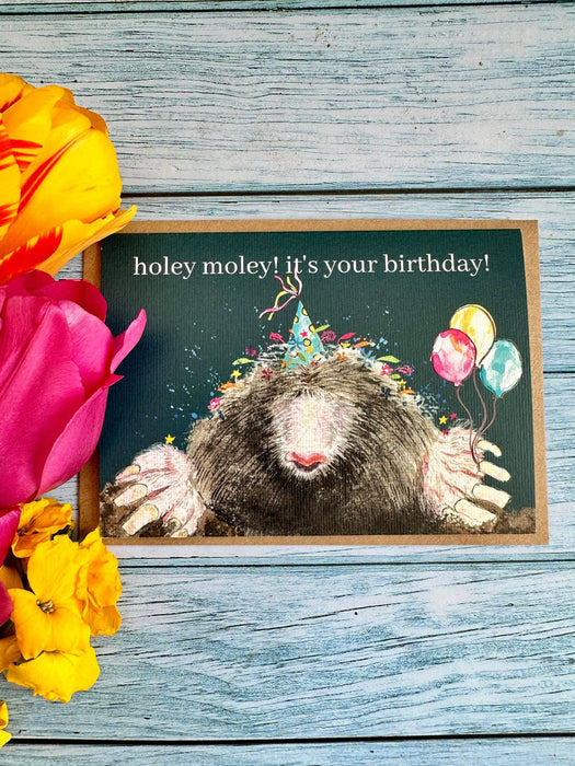 Holey Moley Mole Birthday Card