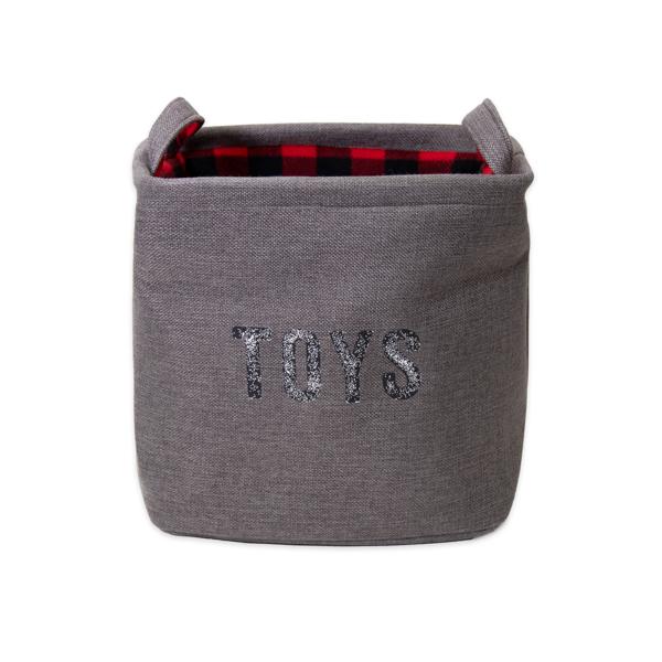 Check Print Grey Toy Basket