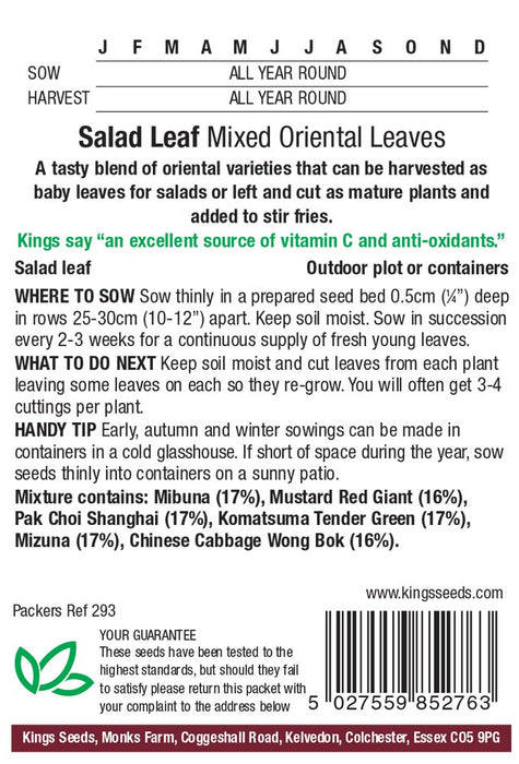 Kings Seeds Salad Leaf Mixed Oriental Leaves Seeds