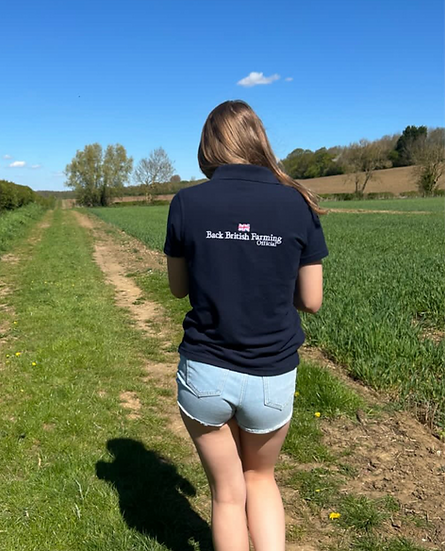 Back British Farming Ladies Polo Navy